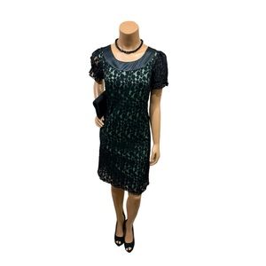 Prom Ready!!! 👗✨💕🔥 Short black sheer Dress w/ Green Lining